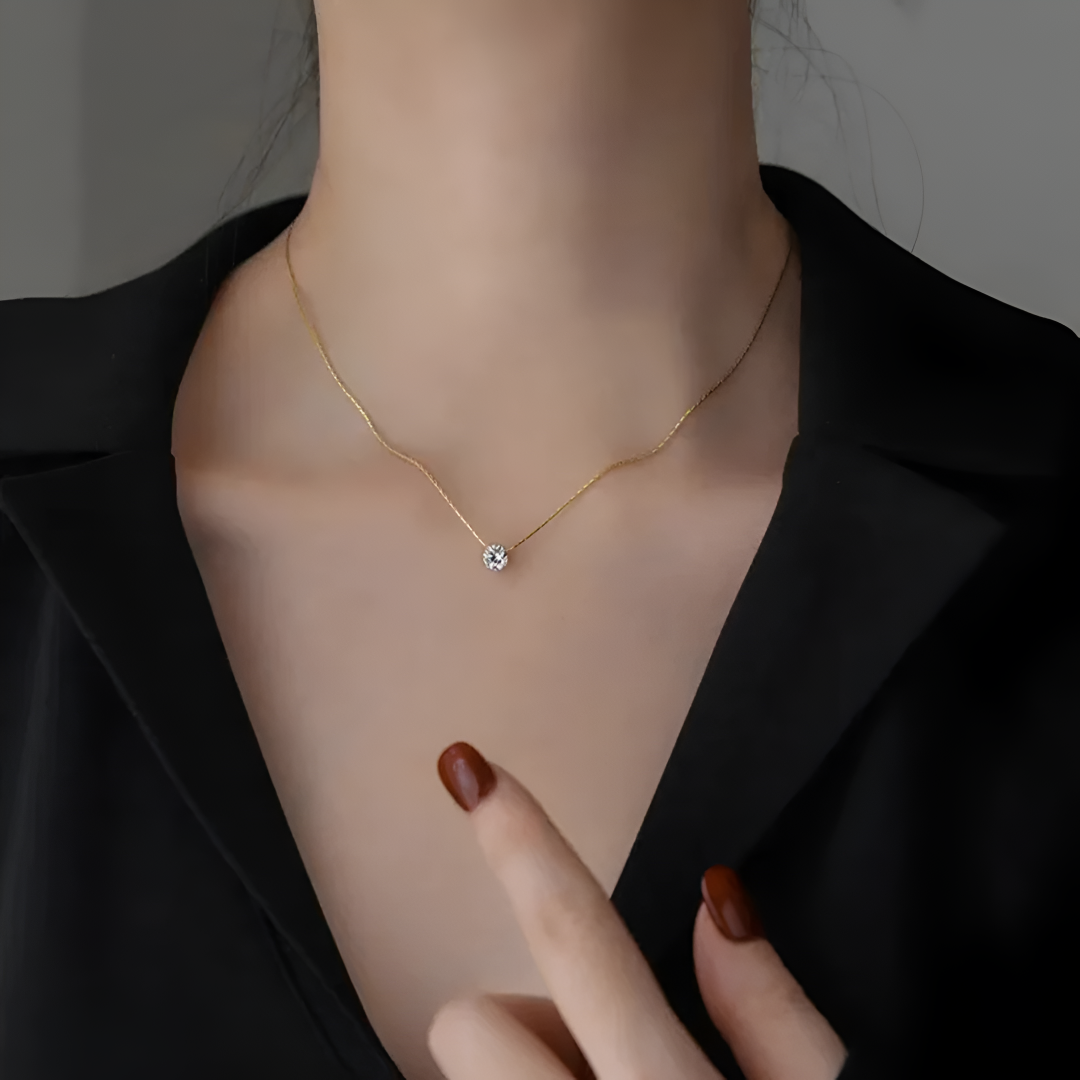 Elegant Solitaire Pendant Necklace – Gold-Tone Chain OSL22