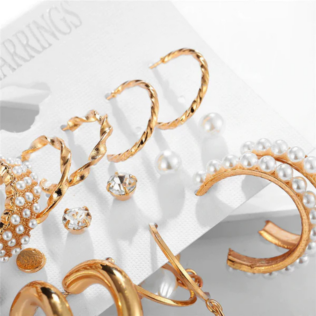 PearlShine - AD & Pearl Gold Plated Earrings Combo for Women (Elegant | Anti-Tarnish | Festive Ready) OSL39