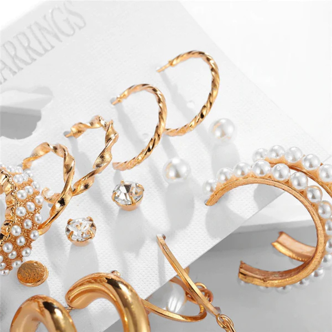 PearlShine - AD & Pearl Gold Plated Earrings Combo for Women (Elegant | Anti-Tarnish | Festive Ready) OSL39