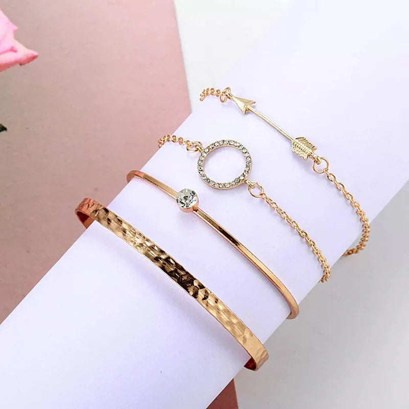 Gold Plated Contemporary Bracelet Set (Pack of 4)-OSL121
