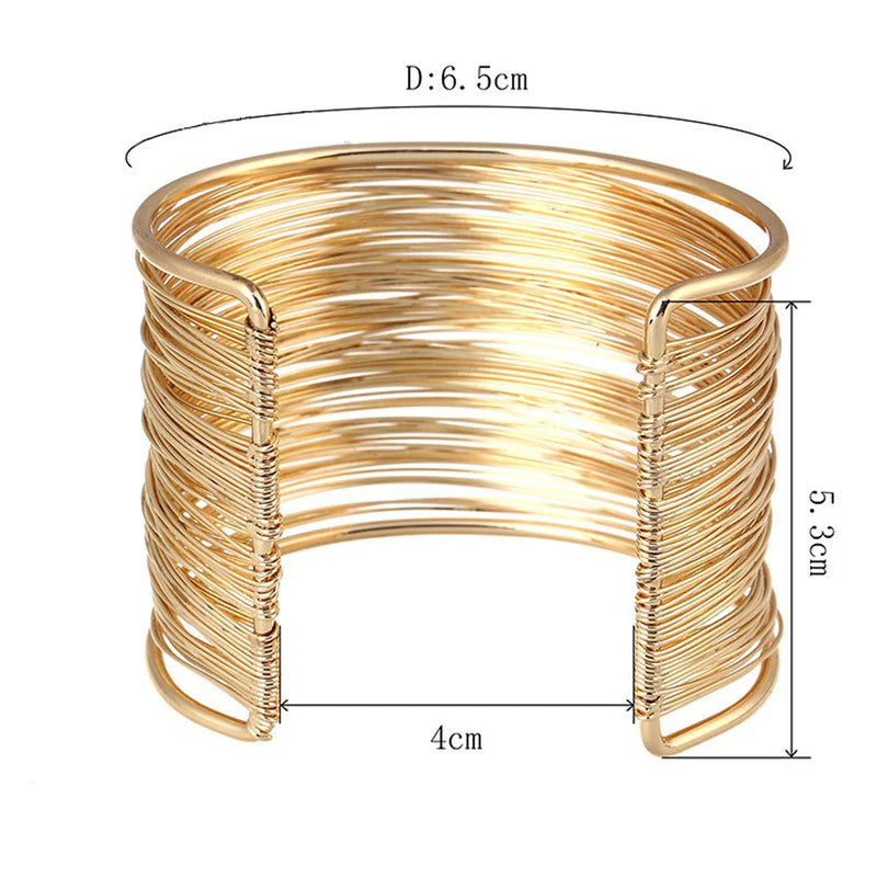 Gold Plated Mesh Design Korean Cuff Bracelet-OSL117