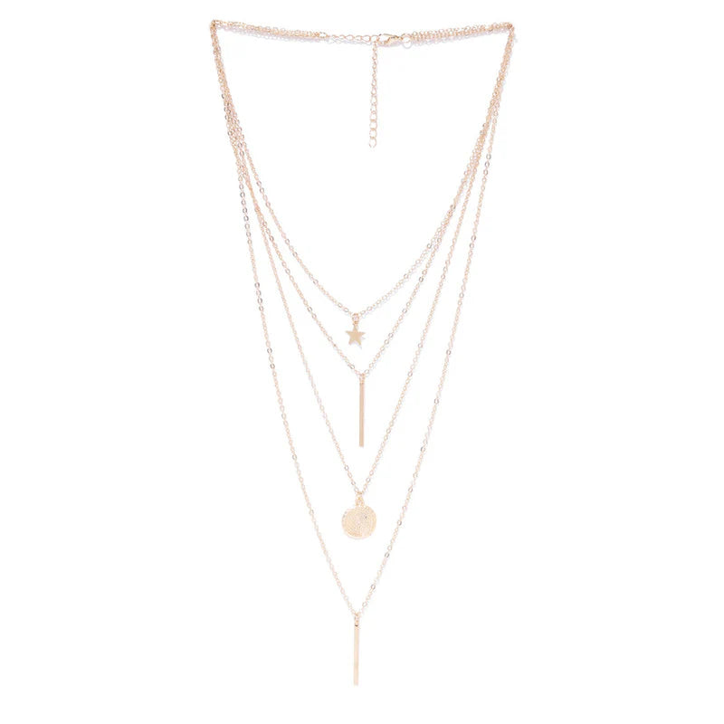 Exclusive Star & Coin Multi-Layered Necklace - OSL104