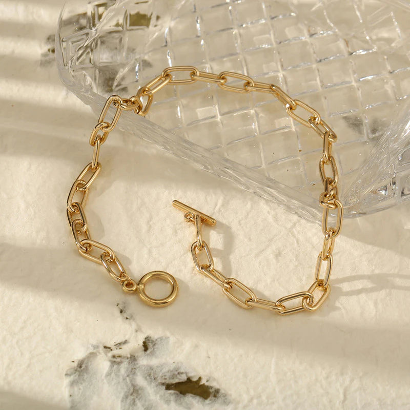 Bold Lock Design Gold Plated Necklace for Women - OSL-129