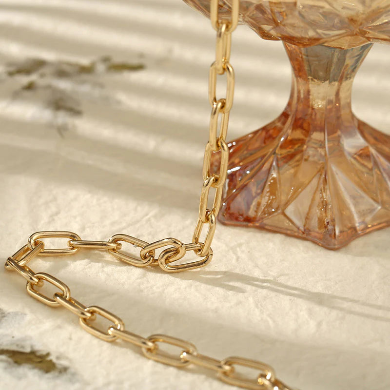 Bold Lock Design Gold Plated Necklace for Women - OSL-129