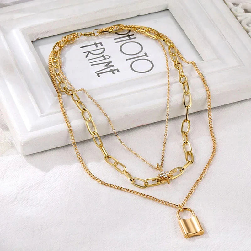 Gold Plated Layered Necklace - OSL122