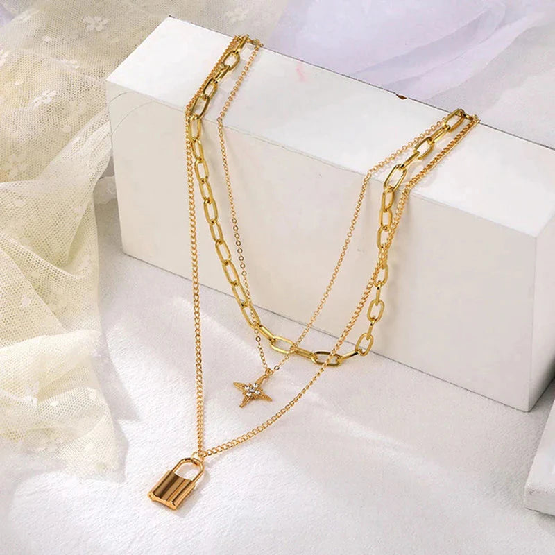 Gold Plated Layered Necklace - OSL122