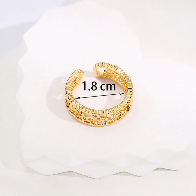 Gold Plated Anti-Tarnish Stainless Steel Star Themed Adjustable Finger Ring - OSL93