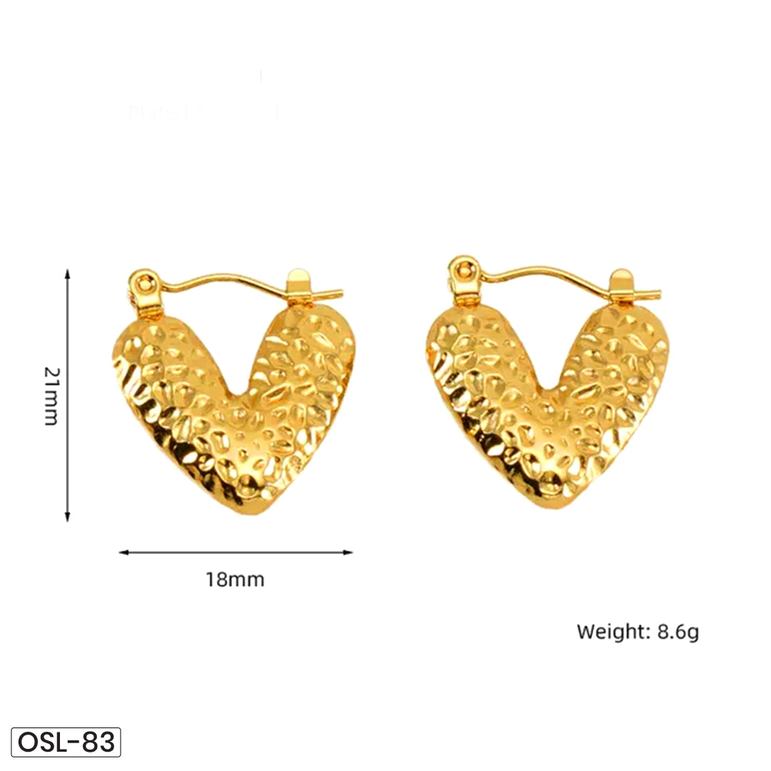 Gold Plated Heart Hoop Earrings for Women-OSL82