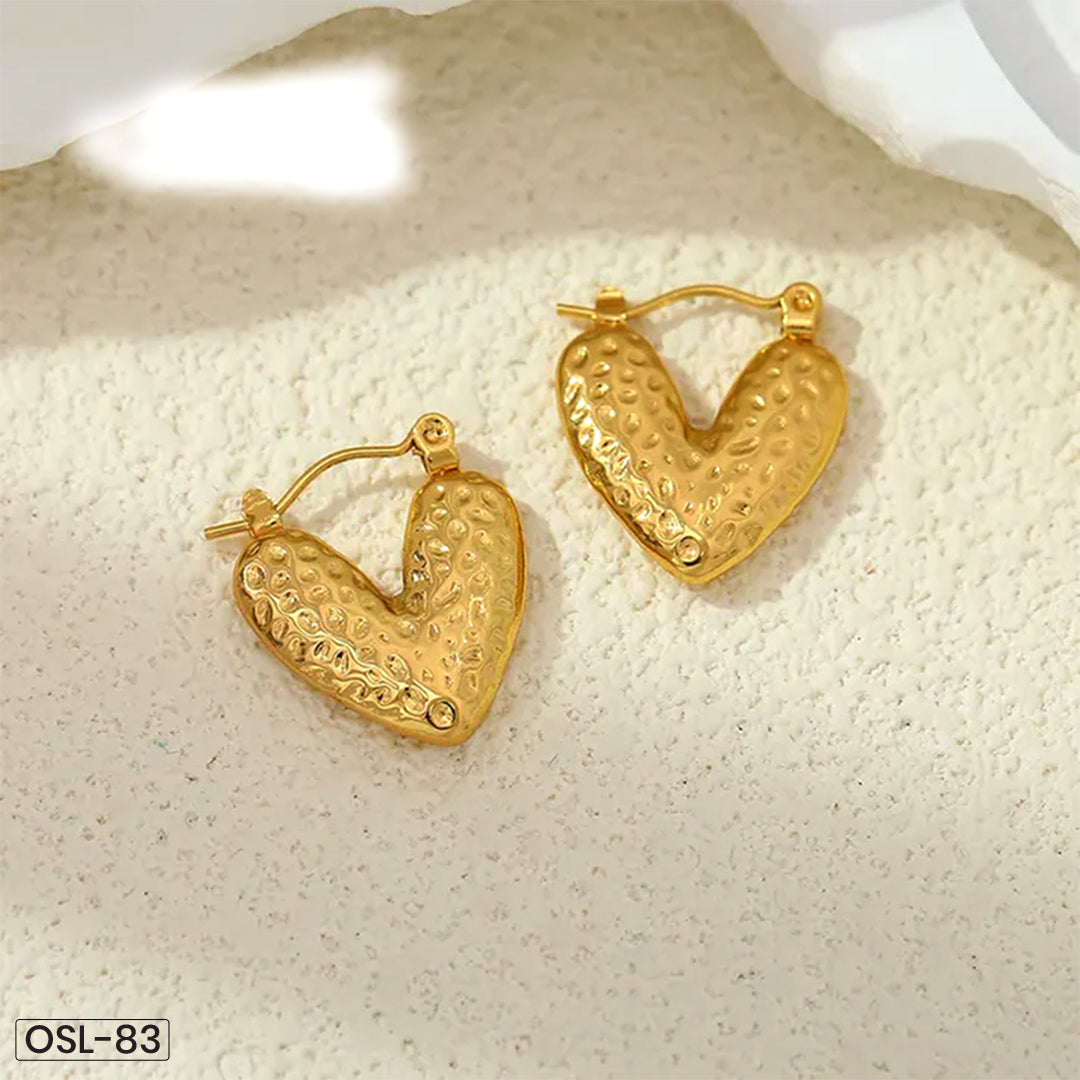 Gold Plated Heart Hoop Earrings for Women-OSL82