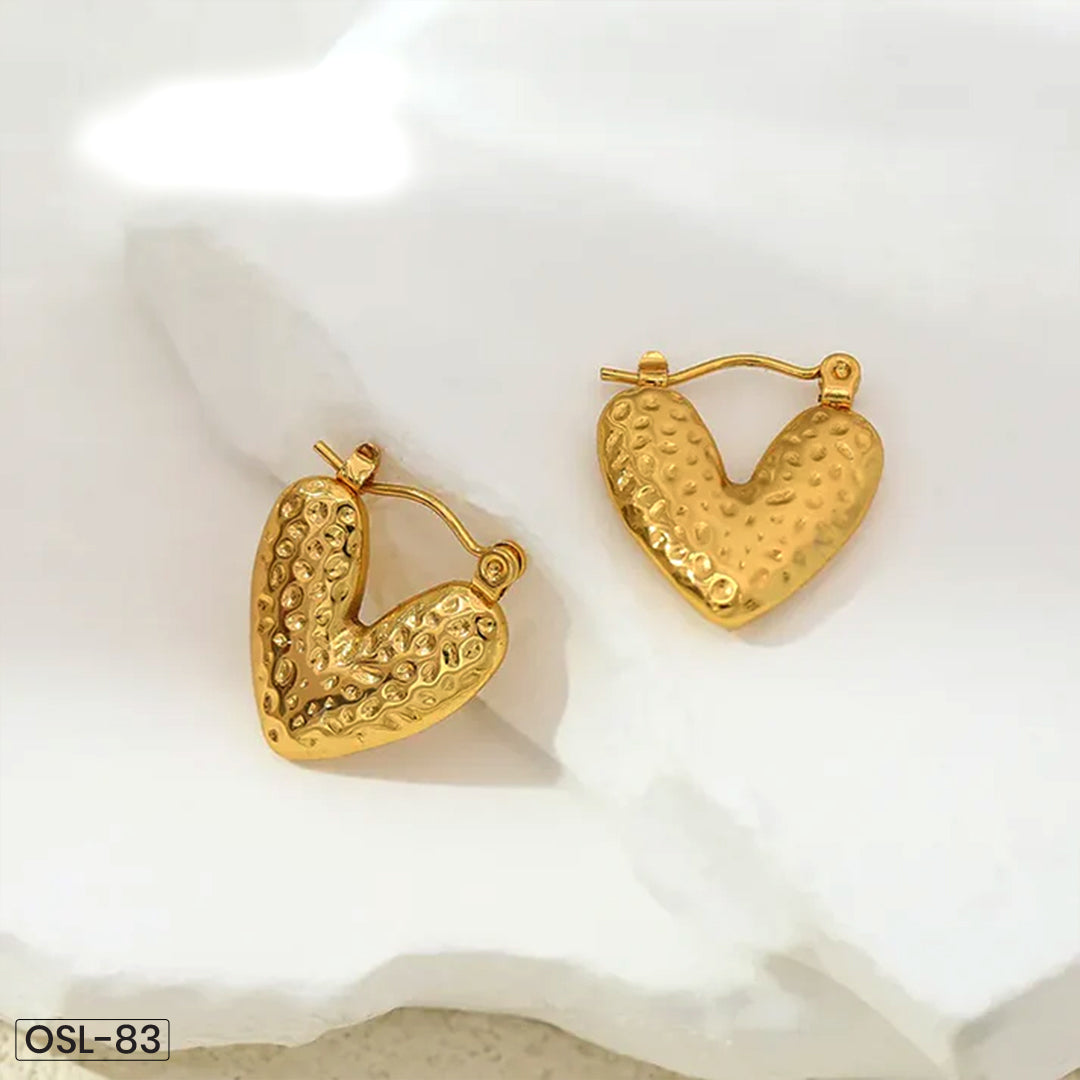 Gold Plated Heart Hoop Earrings for Women-OSL82