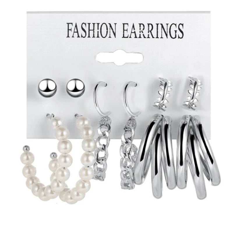 Silver Plated Hoop Earrings Combo - OSL110