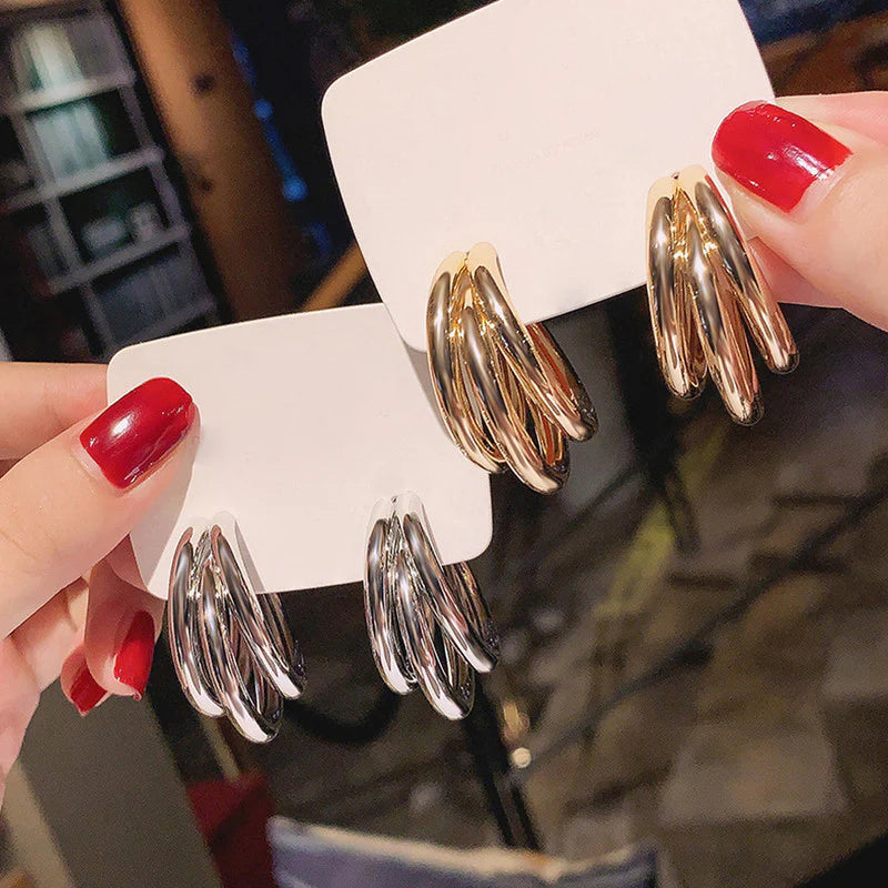 Gold & Silver Plated Contemporary Hoop Earrings - OSL109