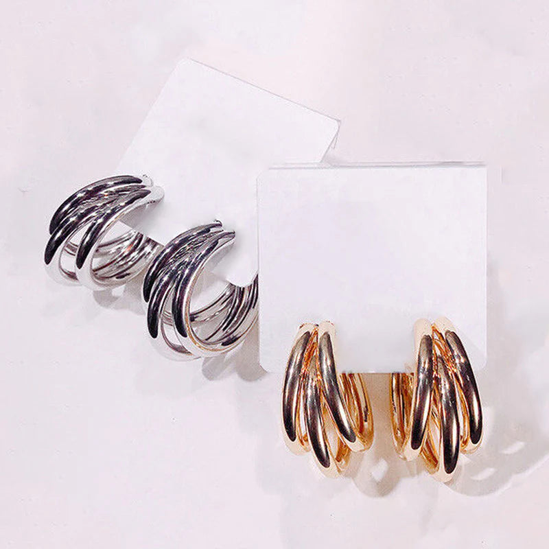 Gold & Silver Plated Contemporary Hoop Earrings - OSL109