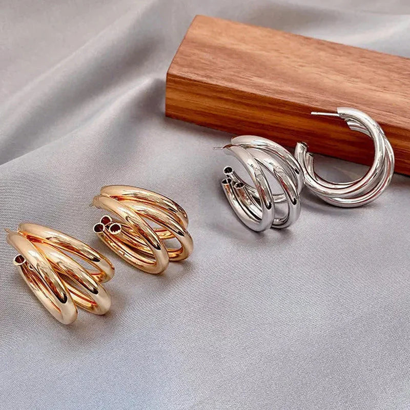 Gold & Silver Plated Contemporary Hoop Earrings - OSL109