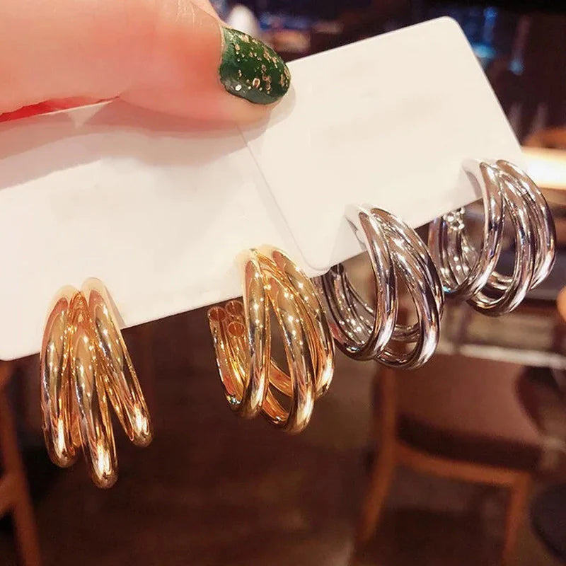 Gold & Silver Plated Contemporary Hoop Earrings - OSL109