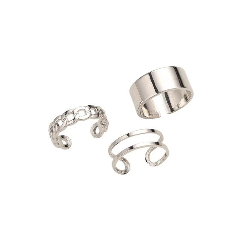Silver Plated Contemporary Stackable Rings Set of 3 for Women - OSL96