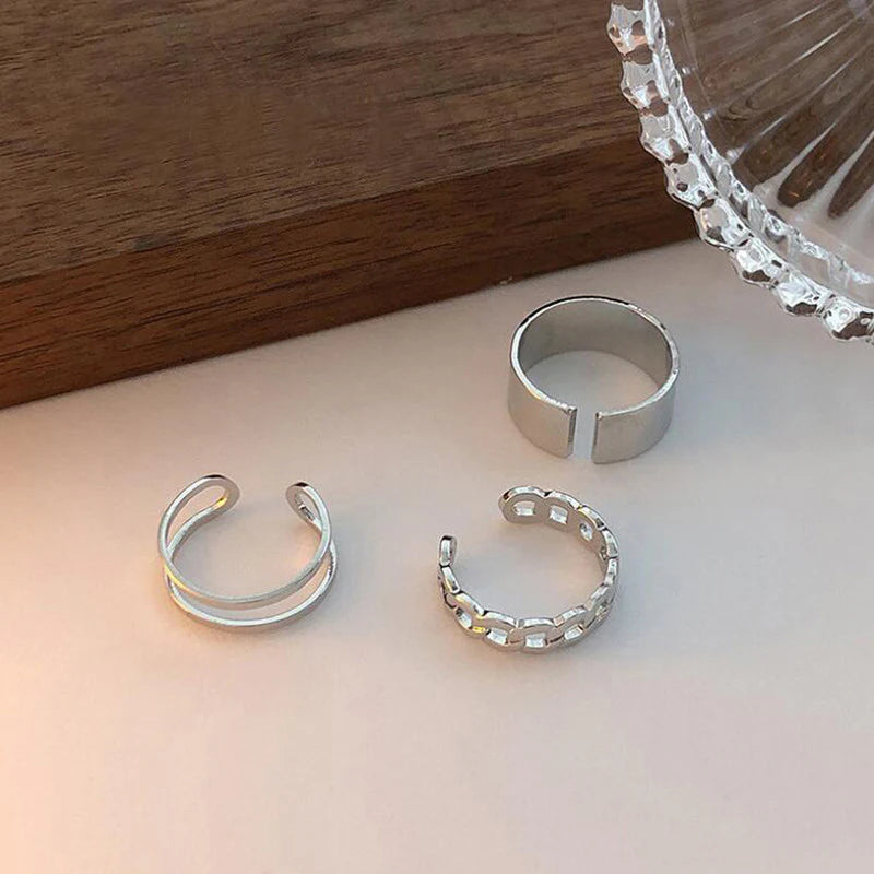 Silver Plated Contemporary Stackable Rings Set of 3 for Women - OSL96