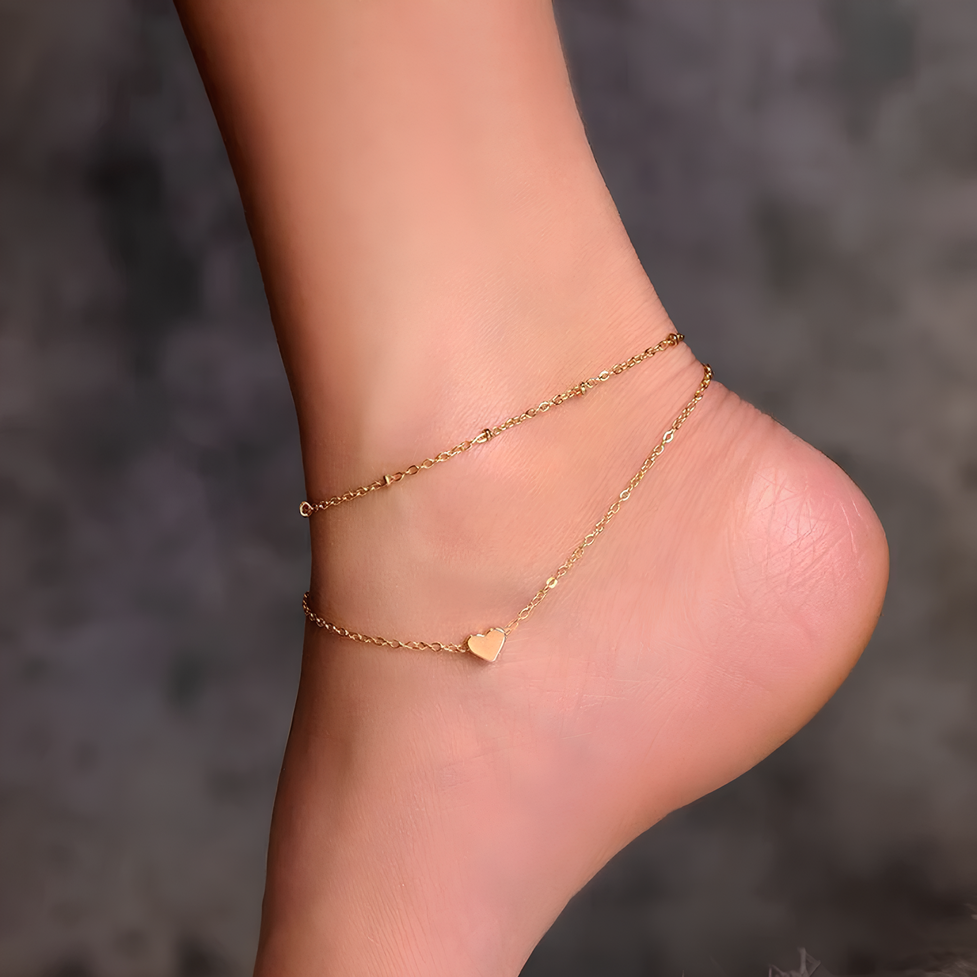 Golden Heart Double Layer Anklet OSL20