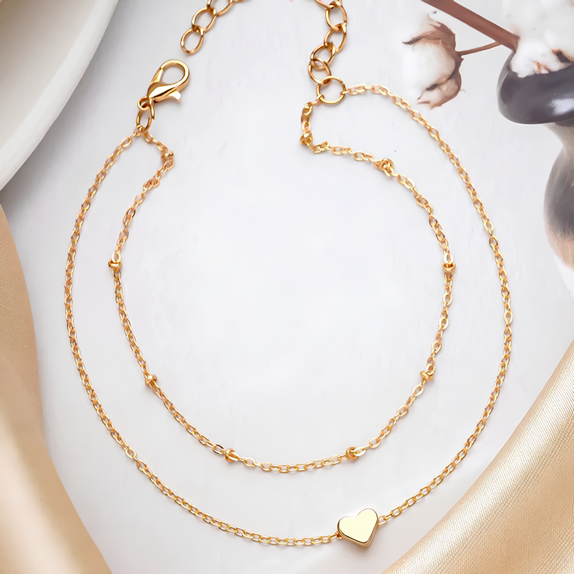 Golden Heart Double Layer Anklet OSL20