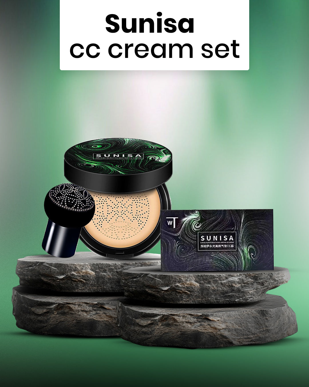 Buy 1 Get 1 Free Sunisa 3 in 1 Air Cushion Waterproof foundation CC Cream