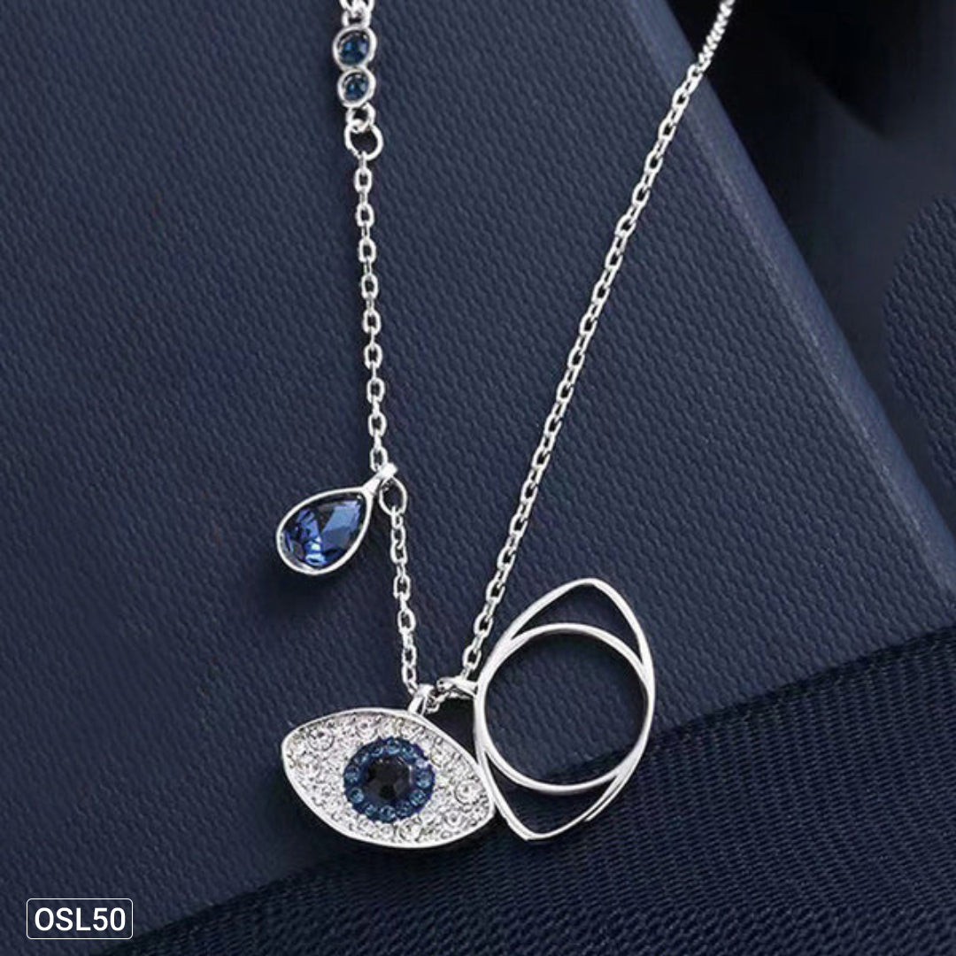 SilverGaze – Evil Eye AD Pendant Necklace (Silver Plated | Stainless Steel | Anti-Tarnish | Protection Jewelry)OSL50
