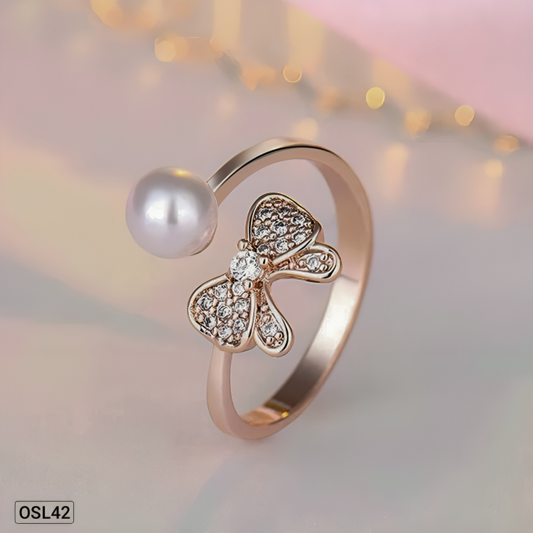 Butterfly Blush - Rose Gold Plated AD Finger Ring (Contemporary | Adjustable | Anti-Tarnish)OSL42