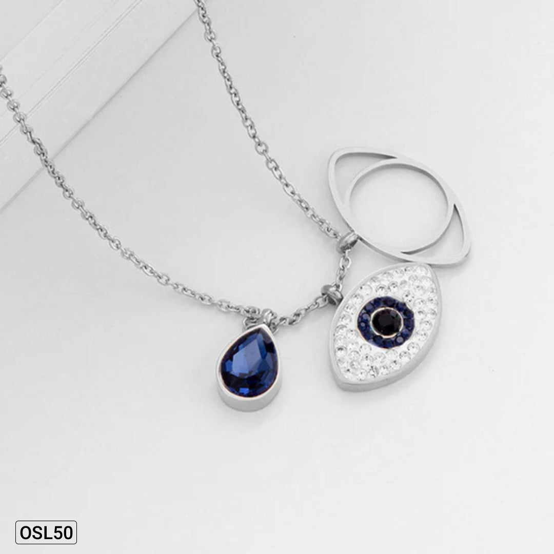 SilverGaze – Evil Eye AD Pendant Necklace (Silver Plated | Stainless Steel | Anti-Tarnish | Protection Jewelry)OSL50