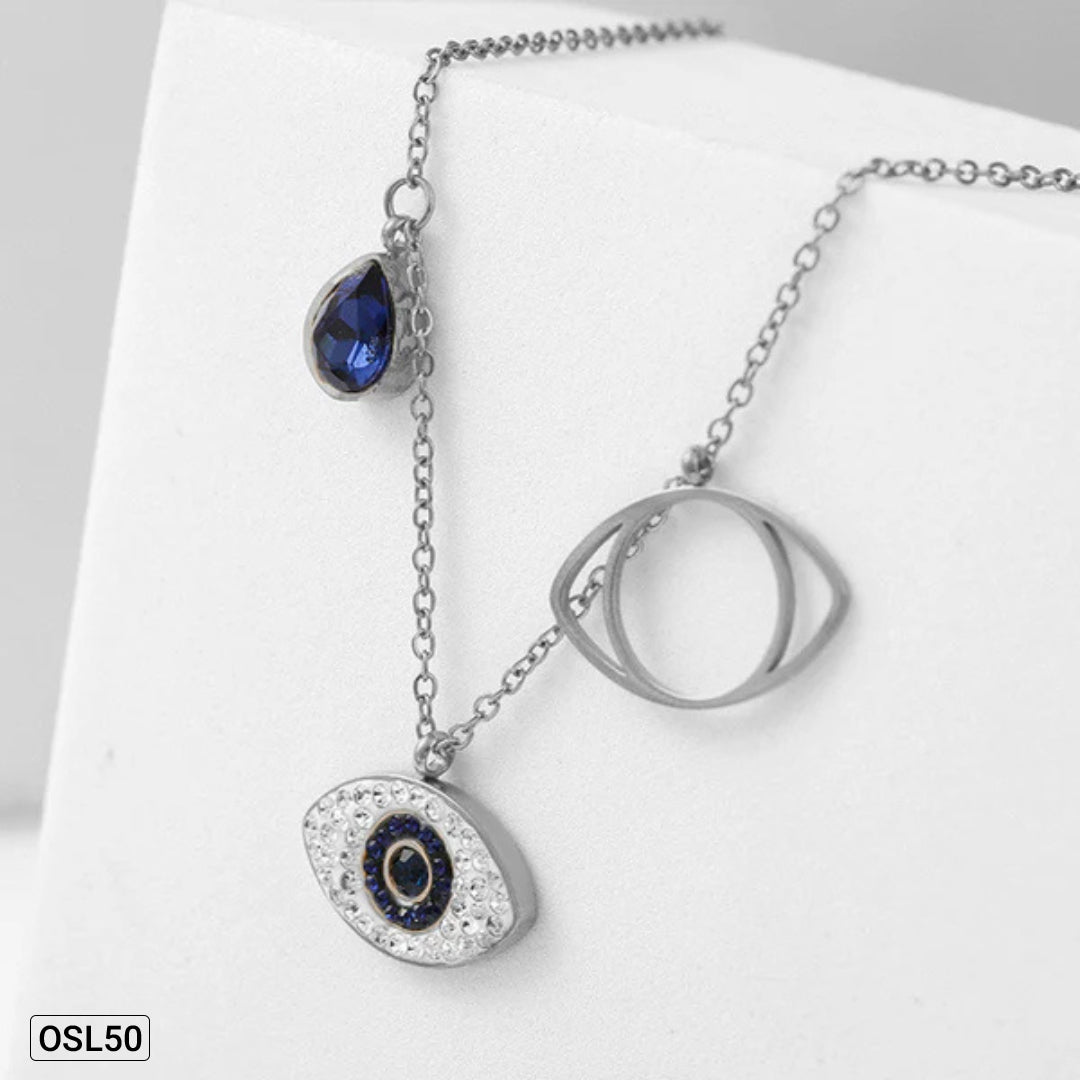 SilverGaze – Evil Eye AD Pendant Necklace (Silver Plated | Stainless Steel | Anti-Tarnish | Protection Jewelry)OSL50
