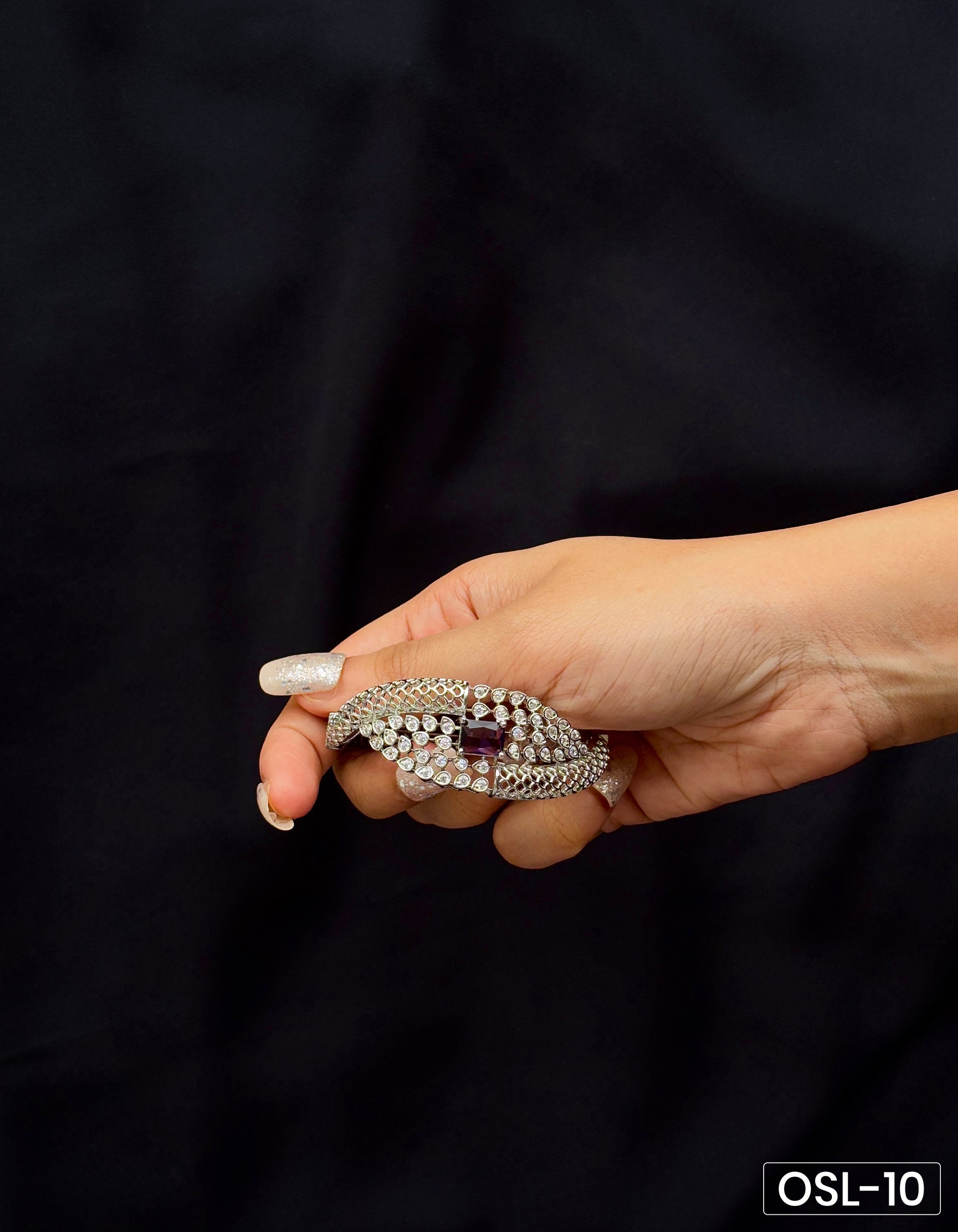 Smoky Grace A.D Smoky Topaz Silver Kada OSL10