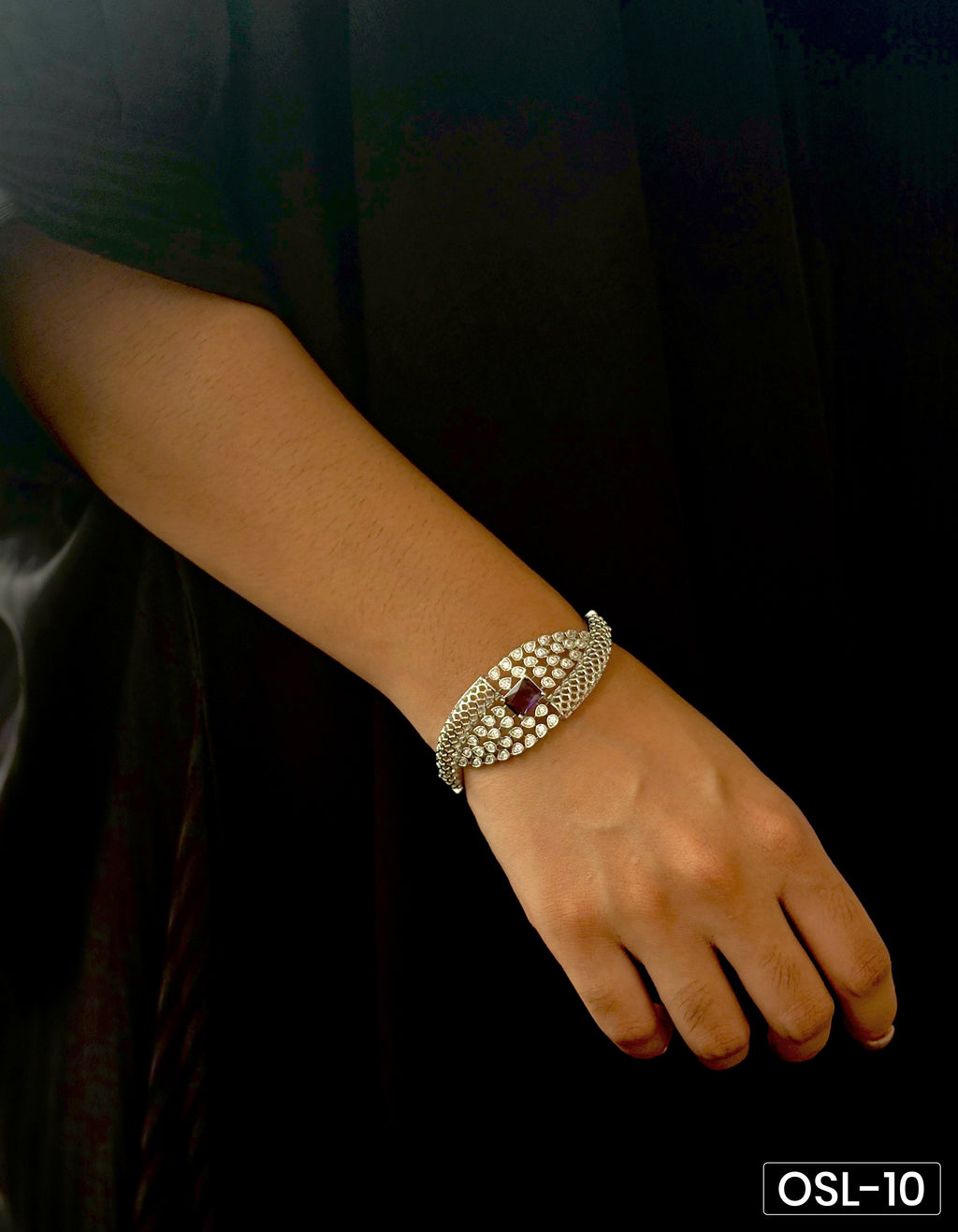 Smoky Grace A.D Smoky Topaz Silver Kada OSL10