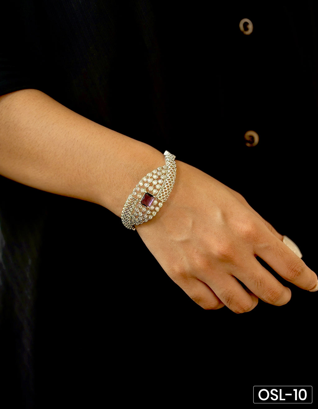 Smoky Grace A.D Smoky Topaz Silver Kada OSL10