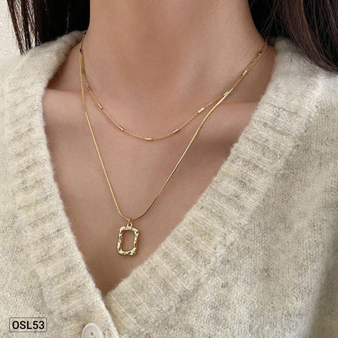 GeoDrape – Gold Plated Dual Strand Geometric Necklace for Women (Stainless Steel | Anti-Tarnish | Waterproof) OSL53