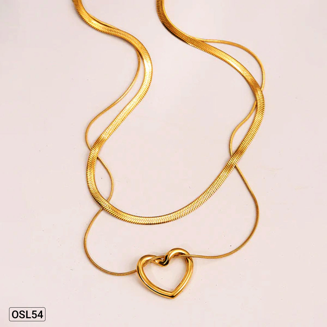 Layered Love – Gold Plated Heart Pendant Layered Necklace (Anti-Tarnish | Waterproof | Women’s Jewelry) OSL54