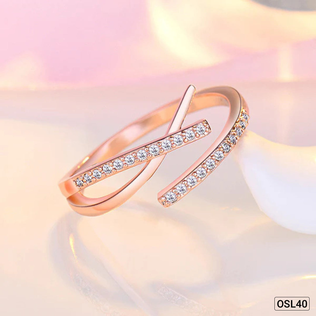 K-Glow Sparkle - Rose Gold Plated Korean Style AD Finger Ring (Contemporary | Adjustable | Anti-Tarnish) OSL40