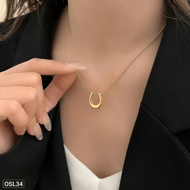 GeoGleam - Gold Plated Geometric Pendant for Women (Stainless Steel | Anti-Tarnish | Waterproof) OSL34