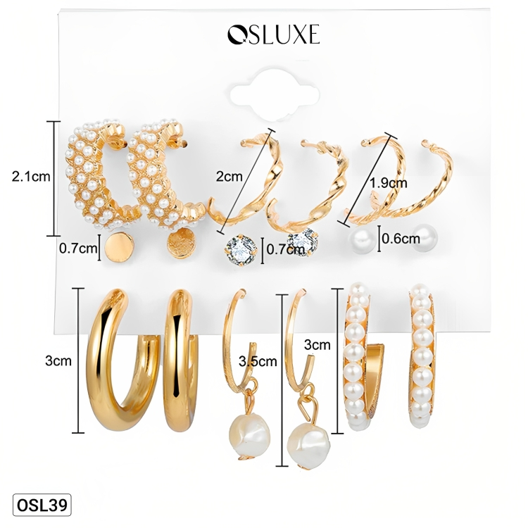 PearlShine - AD & Pearl Gold Plated Earrings Combo for Women (Elegant | Anti-Tarnish | Festive Ready) OSL39