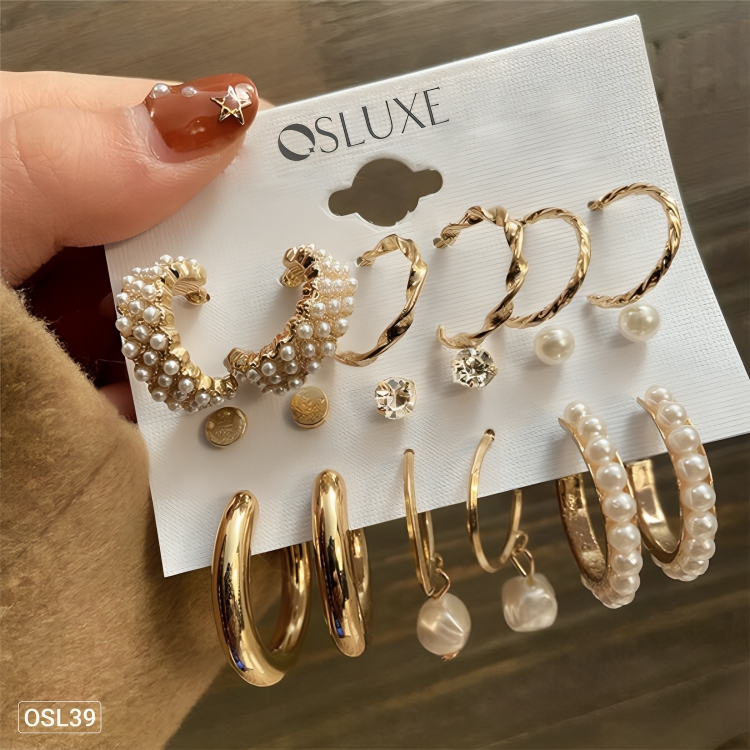 PearlShine - AD & Pearl Gold Plated Earrings Combo for Women (Elegant | Anti-Tarnish | Festive Ready) OSL39