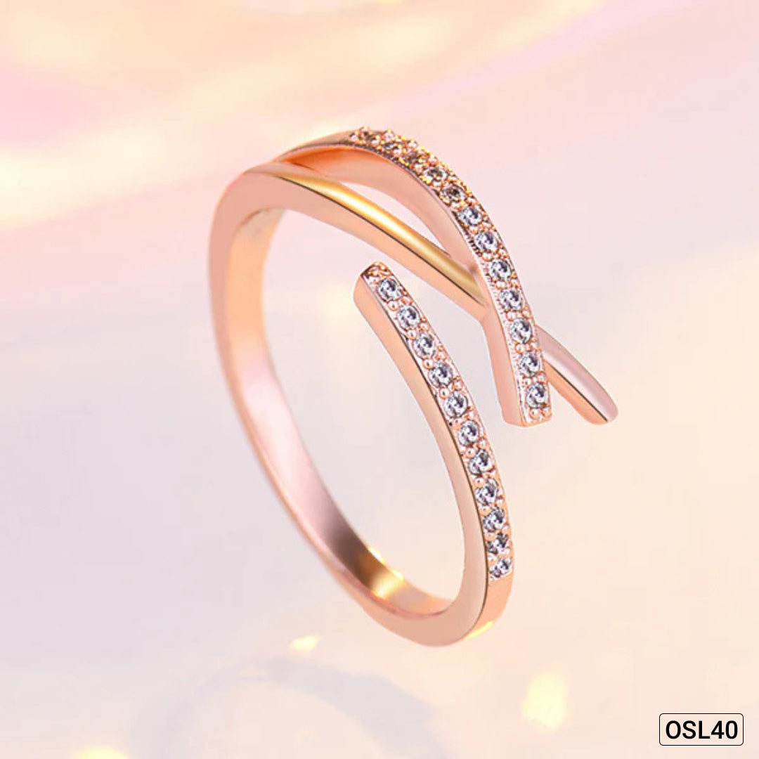 K-Glow Sparkle - Rose Gold Plated Korean Style AD Finger Ring (Contemporary | Adjustable | Anti-Tarnish) OSL40