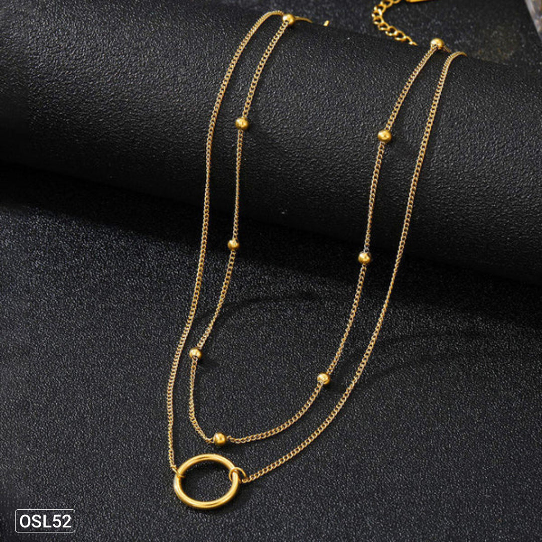 DualAura – Gold Plated Dual Layered Hoop Pendant Necklace (Stainless Steel | Anti-Tarnish | Waterproof | Women) OSL52