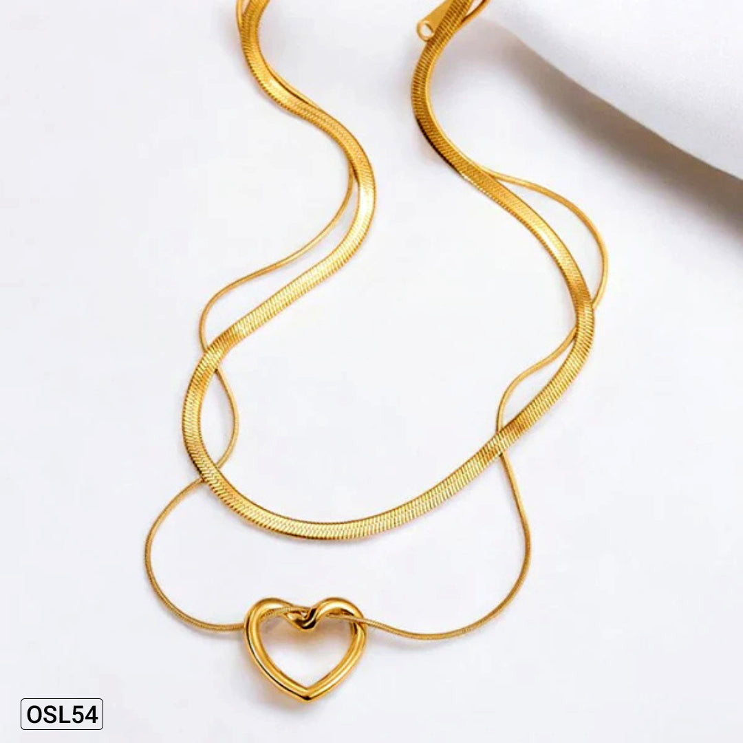 Layered Love – Gold Plated Heart Pendant Layered Necklace (Anti-Tarnish | Waterproof | Women’s Jewelry) OSL54