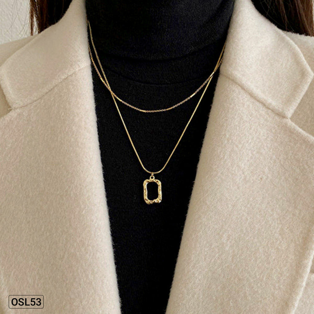 GeoDrape – Gold Plated Dual Strand Geometric Necklace for Women (Stainless Steel | Anti-Tarnish | Waterproof) OSL53