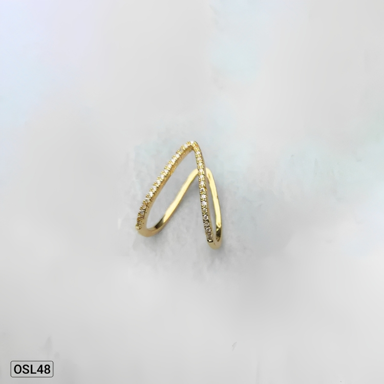 V-Glow Luxe – Gold Plated V-Shape CZ Adjustable Finger Ring (Anti-Tarnish | Waterproof | Elegant Everyday Wear) OSL48