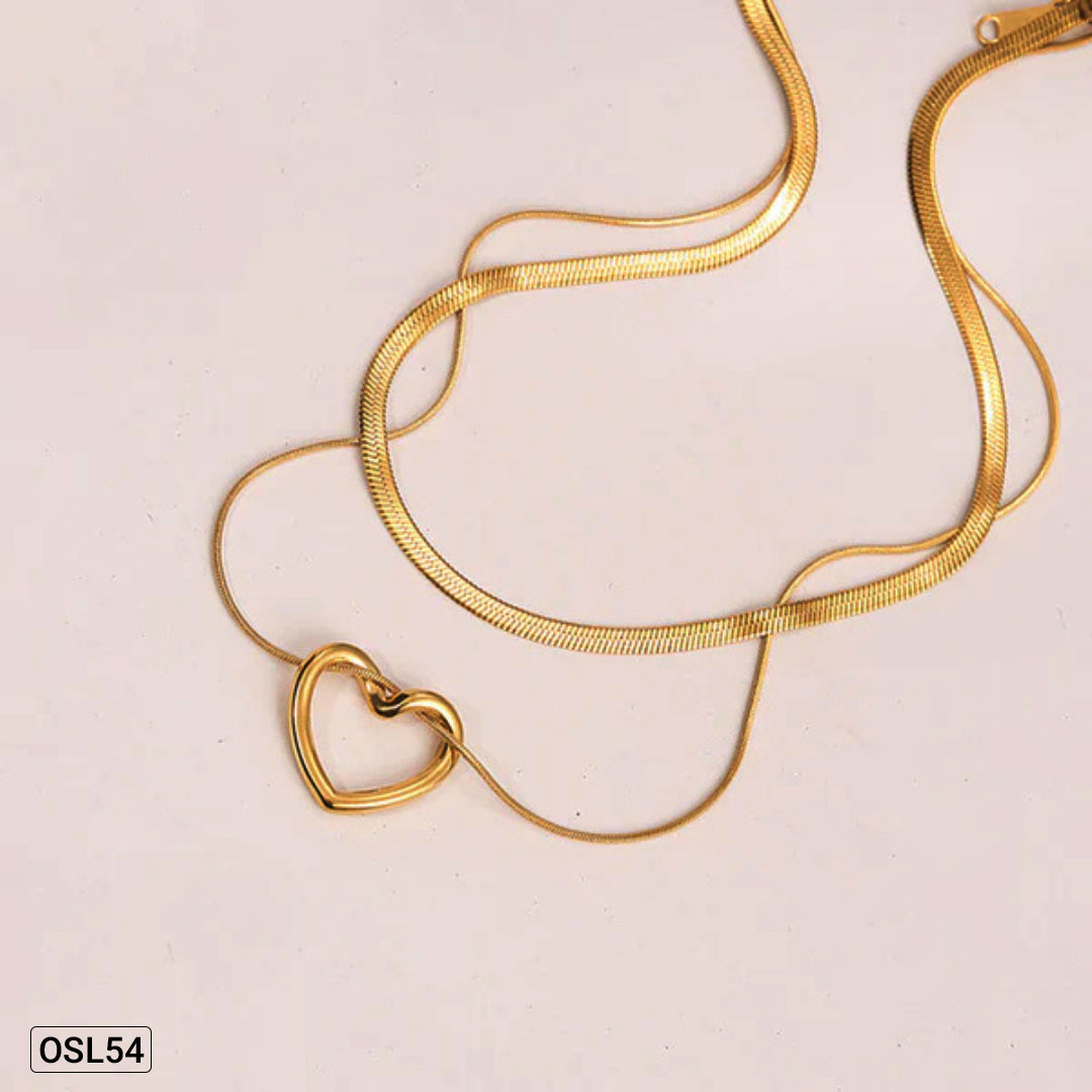 Layered Love – Gold Plated Heart Pendant Layered Necklace (Anti-Tarnish | Waterproof | Women’s Jewelry) OSL54