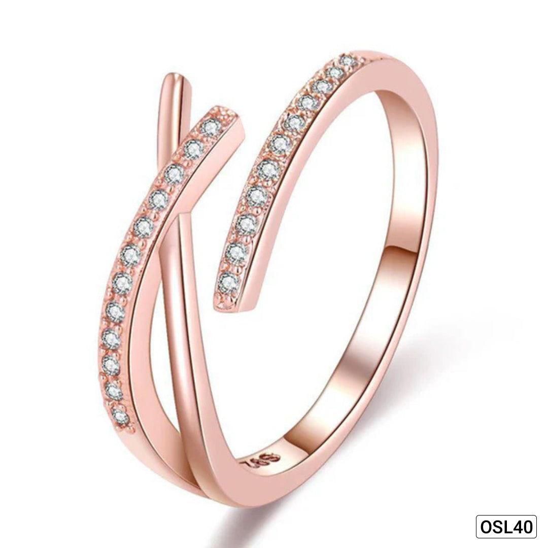 K-Glow Sparkle - Rose Gold Plated Korean Style AD Finger Ring (Contemporary | Adjustable | Anti-Tarnish) OSL40