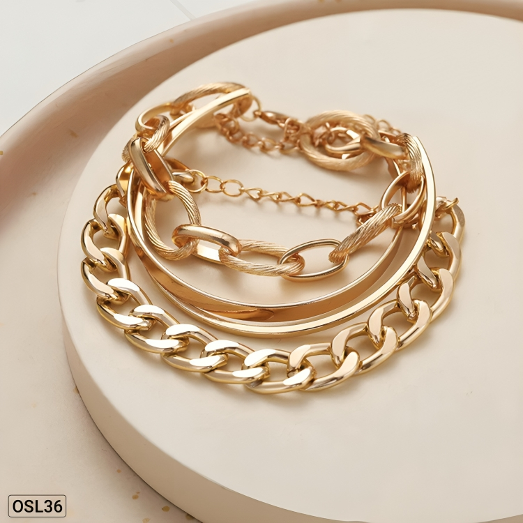 Golden Grace - Set of 4 Gold-Plated Bracelets for Women (Waterproof | Anti-Tarnish | Adjustable)OSL36