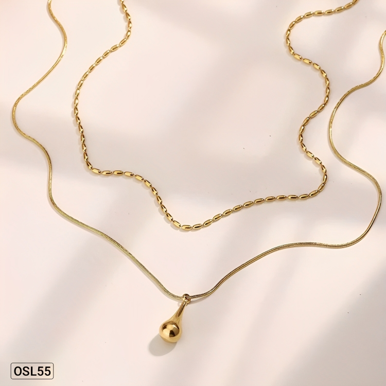 TearGlow – Gold Plated Teardrop Pendant Layered Necklace (Anti-Tarnish | Waterproof | Minimalist Jewelry) OSL55