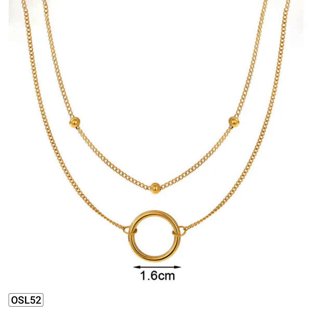 DualAura – Gold Plated Dual Layered Hoop Pendant Necklace (Stainless Steel | Anti-Tarnish | Waterproof | Women) OSL52