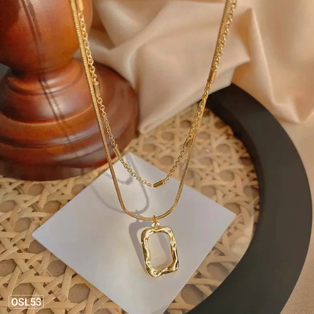 GeoDrape – Gold Plated Dual Strand Geometric Necklace for Women (Stainless Steel | Anti-Tarnish | Waterproof) OSL53