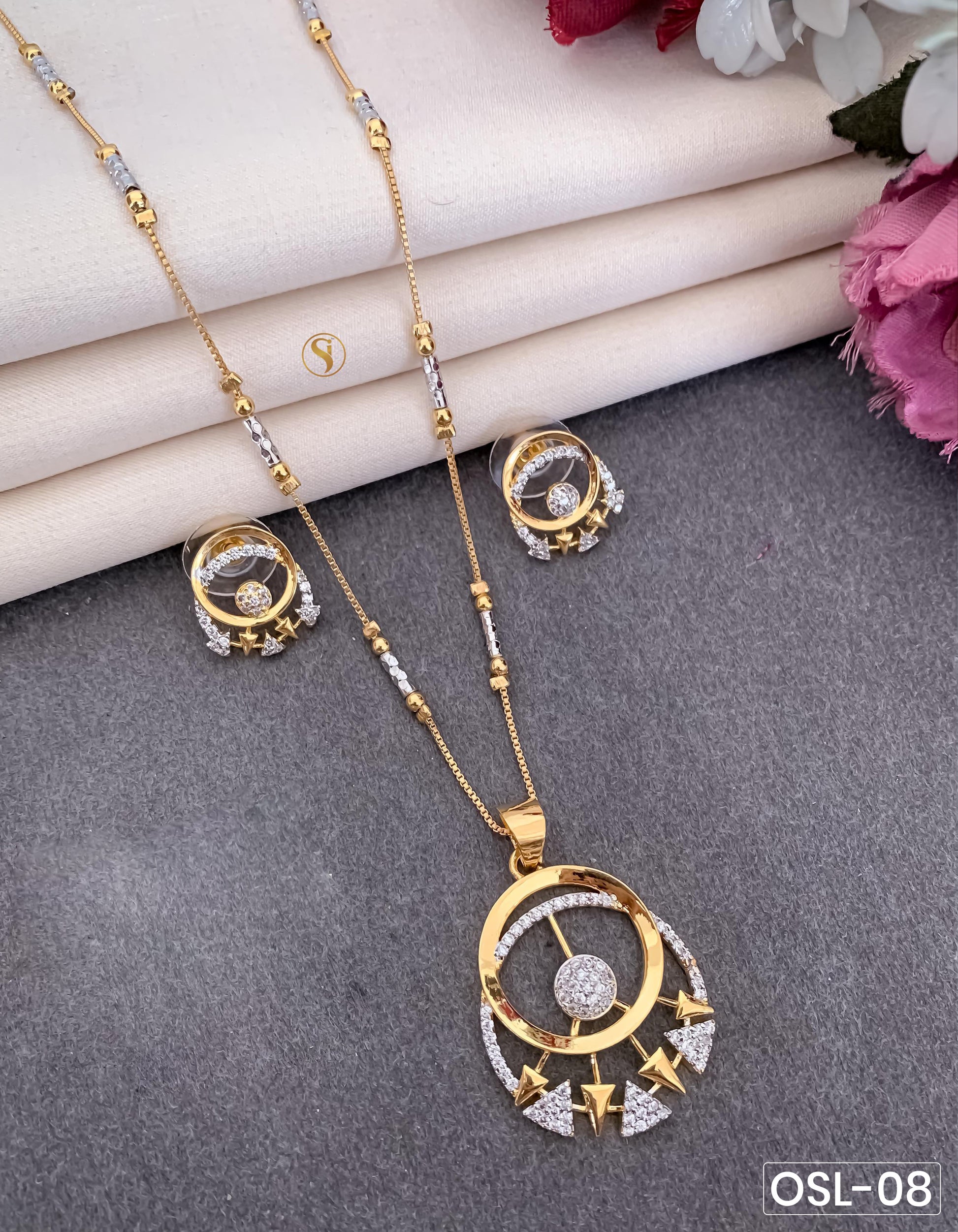 Celeste Curve A.D Diamond Pendant Set OSL08