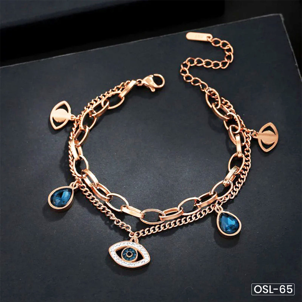 Evil Eye Rose Gold Plated Crystal Bracelet for Women-OSL65